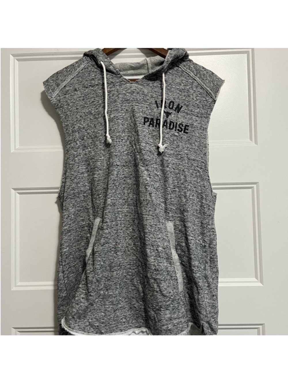Under Armour Sleeveless Hooded Muscle Tee - Light Heather Gray Project Rock Sz L